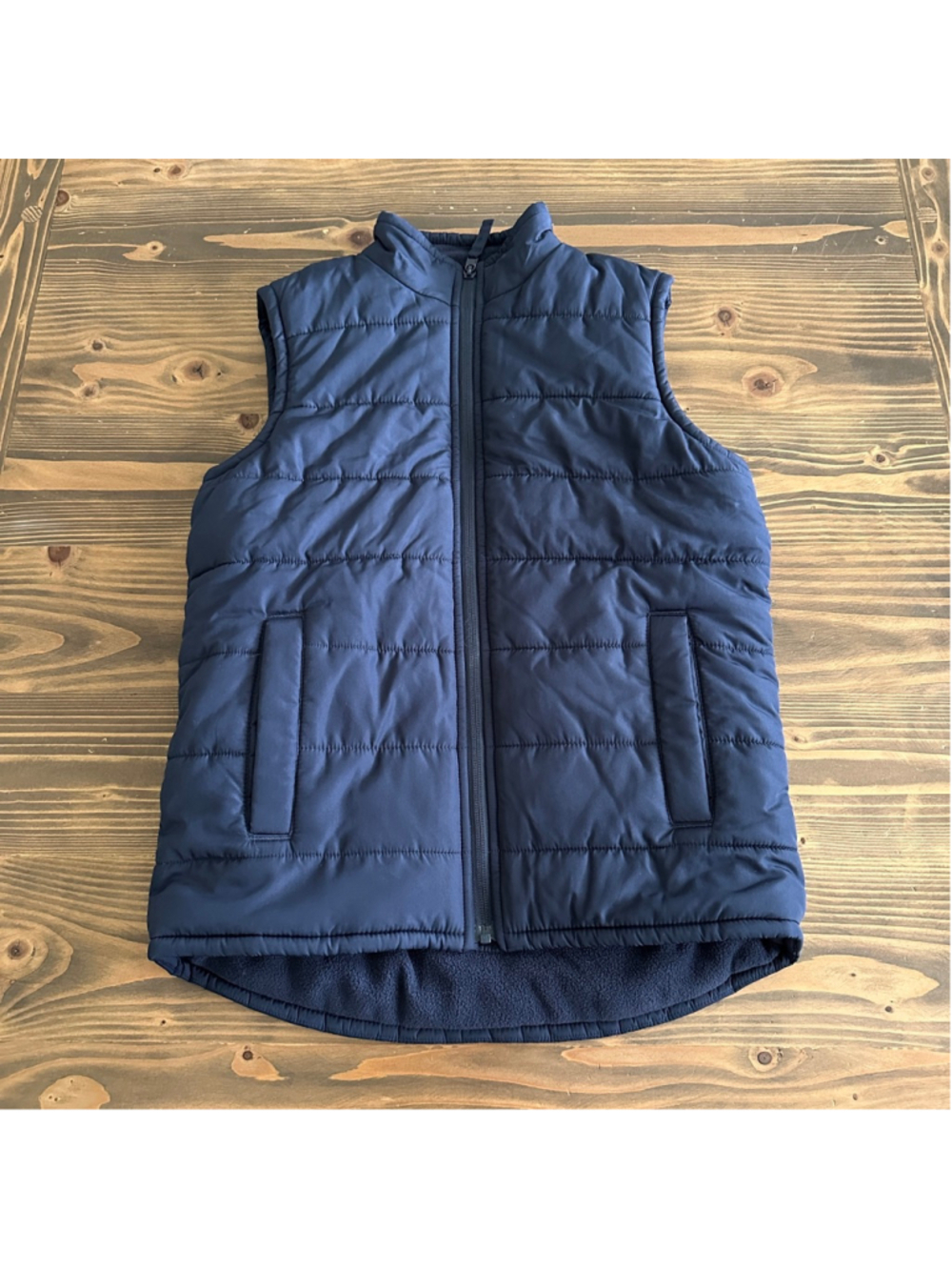 The Children's Place Puffer Vest Boys L 10/12 Navy Blue Fleece Lined
